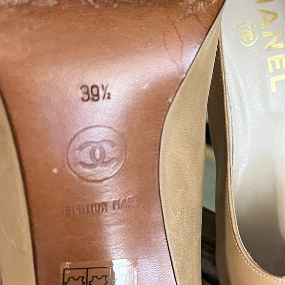 Authentic Vintage Chanel leather heels taupe/nude - Picture 10 of 11